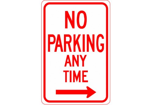 No Parking Any Time with Right Arrow Sign
